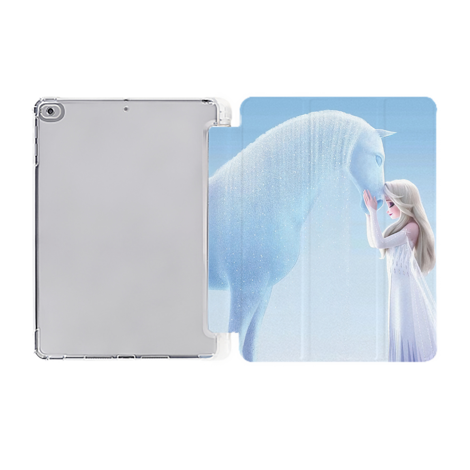 （画像用） アナと雪の女王 アンナ エルサ Frozen Anna Elsa IPad ケース ペン収納付き 三つ折りスタンド PUレザー×シリコン 対応機種9.5/10.5/10.9インチ